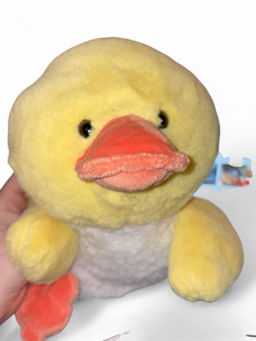 Plush Yellow Duck Bird Toy with Orange Beak and Feet
